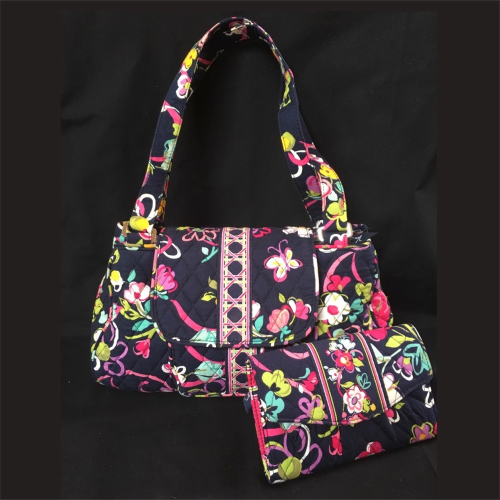 Vera Bradley Satchel & Trifold Wallet with Strap
